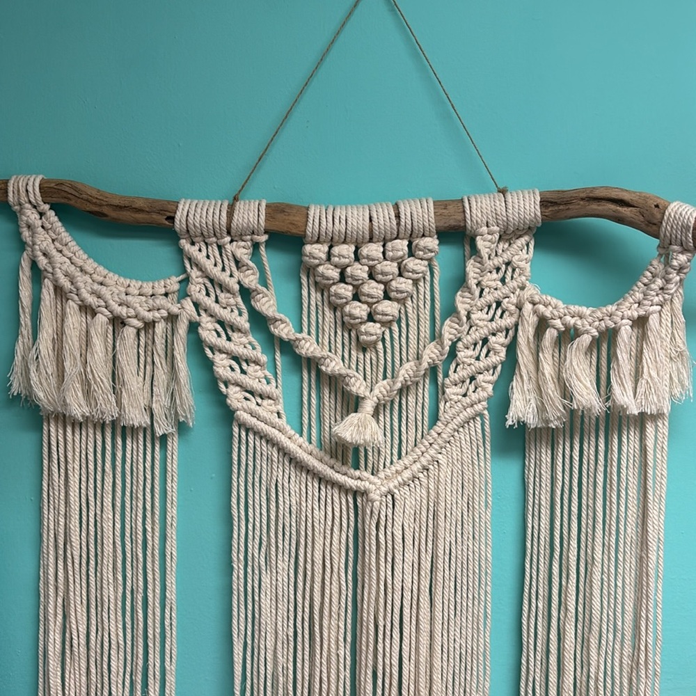 Handcrafted Cream Macrame Wall Hanging